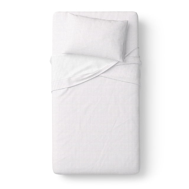 Mainstays Kids 220TC Cotton Grid Gray Twin, 3 Piece Sheet Set