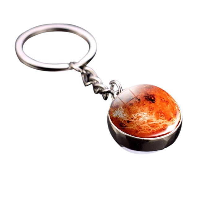 Glass Ball Keychain Luminous Double-sided Planetary Key Ring Bag Charm for Girls