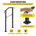 thumbnail image 4 of VEVOR Handrail Stair Railing Handrails Arch #1 Fits 1 or 2 Steps Matte Black Stair Rail Wrought Iron Handrail with Installation Kit Hand Rails for Outdoor Steps, 4 of 9