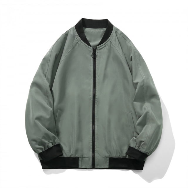 NJDVHB Fall Winter Coats for Men,Puffer Jacket Men,Man Solid Pockets Zipper Loose Baseball Collar Coat,Gray,M