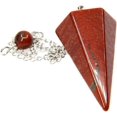 thumbnail image 1 of Angelstones Natural Gemstone Crystal Red Jasper Hexagonal Pointed Reiki Chakra Pendant Pendulum, 1 of 2