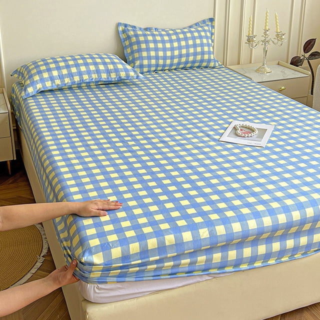 Drap-housse pour Lit Double, Protège-Matelas en Polyester Extensible 220 x 200 cm, Dessous Élastique Antidérapant, Protection Tout Autour, Multicolore, 1 Pce