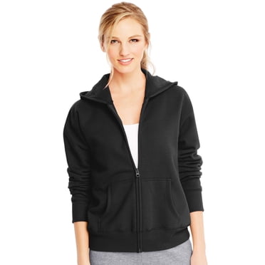 Hanes Womens ComfortSoft EcoSmart Full-Zip Hoodie Sweatshirt, M, Ebony