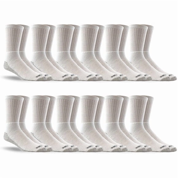 Genuine Dickies Men Lightweight Crew Work Socks - White - 12 Pairs (2x6PK)