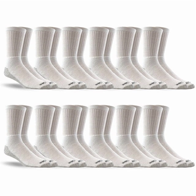 Genuine Dickies Men Lightweight Crew Work Socks - White - 12 Pairs (2x6PK)