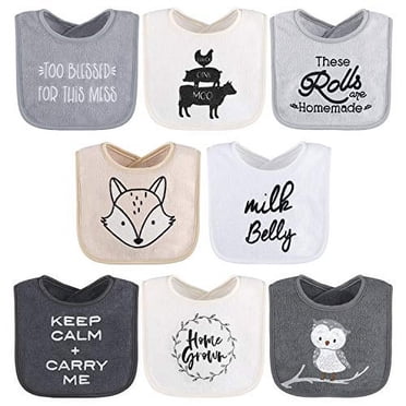 Terry Bib Set for Baby Boys or Girls, 8 Pack Uni Set for Feeding, Teething, Drooling