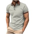 thumbnail image 2 of Haut pour Hommes à Col Rabattu à Boutons, Manches Courtes, Rayé, Haut de Sport, Chemise, 2 of 6