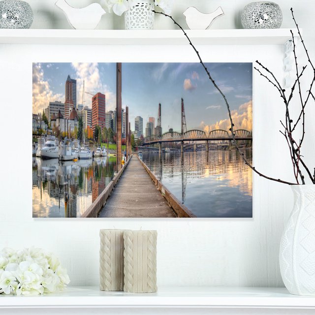 Marina Along the River - Landscape Photography Canvas Print