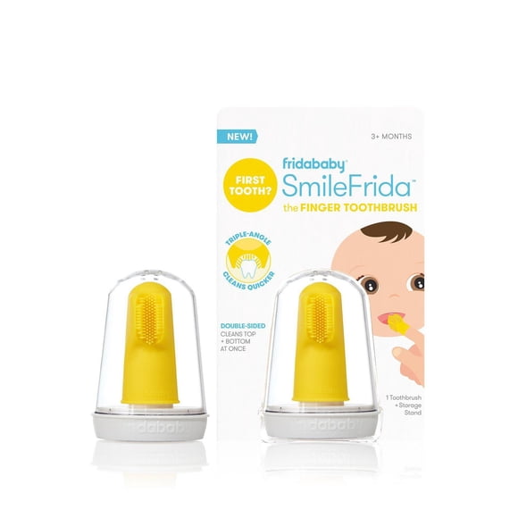 Frida Baby - SmileFrida the Finger Brosse à dents - Première brosse à dents de bébé avec étui, silicone, sans BPA pour les soins dentaires du bébé au nourrisson, nettoie les dents et les gencives avec