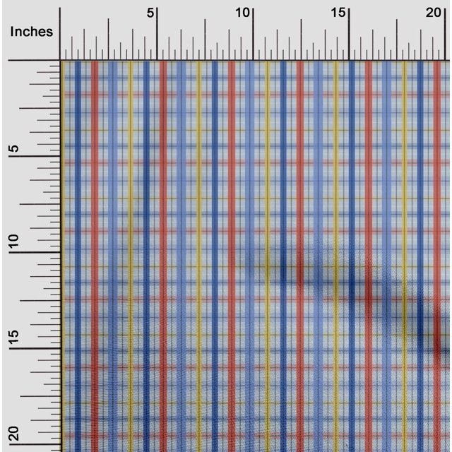 oneOone Polyester Lycra Fabric Madras Check Print Fabric By Yard 56 Inch Wide