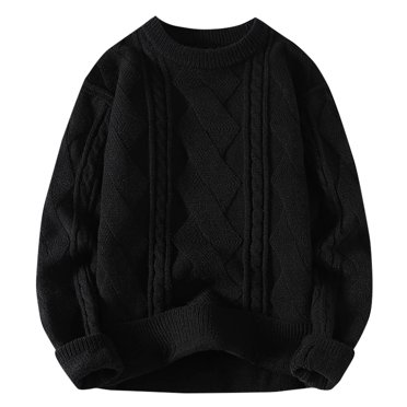 Pisexur Mens Sweater Casual Solid Color Knit Sweater Fashion Chunky Long Sleeve Crewneck Sweater Winter Warm Pullover Sweaters Plus Size Sweaters M-4XL