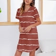 thumbnail image 4 of Pxiakgy Chemises de Nuit pour Femmes Chemise de Nuit à Manches Courtes Rayée Col Rond Mignonne Robe de Nuit Confortable Robe de Nuit pour Femmes Vin + L, 4 of 4