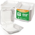 thumbnail image 1 of OasisSN Compostable 60 Pack 8x8 Inch Disposable Square Lunch Box Takeout Containers with Lid, To Go Take Out Clamshell for Food, Eco-Friendly Biodegradable Bagasse, 1 of 8