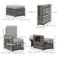 thumbnail image 3 of Outsunny Chaise Longue de Patio avec Table de Rangement et Ottomans, Sofa Inclinable, Gris, 3 of 10