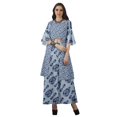thumbnail image 3 of Moomaya Printed High Low Crop Top Kurti Palazzo Set Ethnic Indian Clothing Set For Womens, 3 of 8