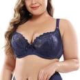 thumbnail image 3 of PENGXIANG Women‘s Underwire Bra Lace Floral Bra Unlined Unpadded Plus Size Full Coverage Bra, 3 of 5