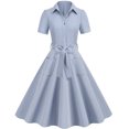 thumbnail image 1 of Gspmoly Robes pour Femmes, Robe Rétro pour Femmes à Col en V, Manches Courtes, Nœud, Boutons, Ceinture, Ourlet de Jupe Grand, Robe, Robes de Cocktail pour Femmes Offres du Jour, 1 of 4