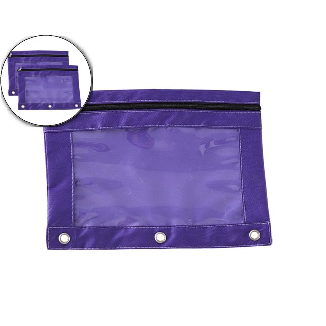Dvruxg 2 Pcs Trousse à Crayons, Trousse à Crayons à Trois Trous Fermeture Éclair Simple Sac de Rangement de Documents en PVC Transparent, Trousse à Crayons Grande Capacité avec Fermeture Éclair Trousse de Reliure Transparente