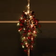 thumbnail image 3 of Guirlande de Noël Prééclairée avec Ruban et Nœud, Baies Rouges pour Boîte aux Lettres, Porte d'Entrée, Fenêtre, Décoration d'Escalier Extérieur, 3 of 10