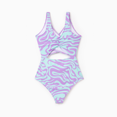 thumbnail image 3 of PatPat Family Matching Trendy Purple & Blue Wave Print Swim Trunks or Midriff Cutout One-Piece Swimsuit, 3 of 7