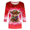 thumbnail image 5 of Staron Liquidation Hauts pour Femmes Manches 3/4 T-Shirts Animaux de Dessin Animé Chic Décontracté Col Rond T-Shirts Basiques Hauts T-Shirts Amples Blouses, 5 of 5