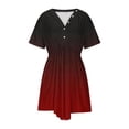 thumbnail image 4 of LOVZFMLL Robe d'Été Décontractée pour Femme à Manches Courtes, Col en V, Boutonnée, Robe de Plage pour Vacances et Voyages avec Poches, Rouge, G, 4 of 9