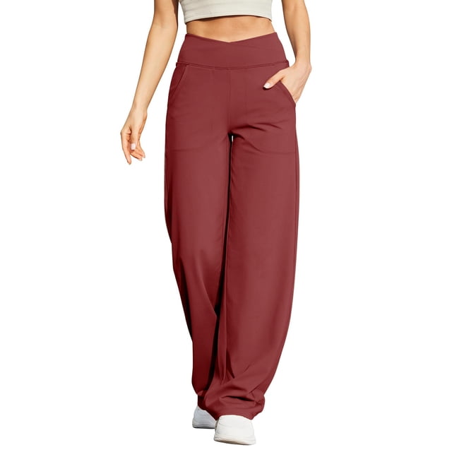 Fgnfyis Pantalon de Yoga pour Femmes, Gainant, Exercice, Mise en Forme, Course, Taille Haute, Long, Extensible, Confortable, pour Femmes, Rouge, M