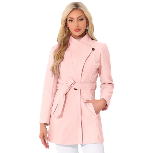 INSPIRE CHIC Manteau Trench Long Classique d'Hiver pour Femme à Col Montant avec Ceinture à Nouer