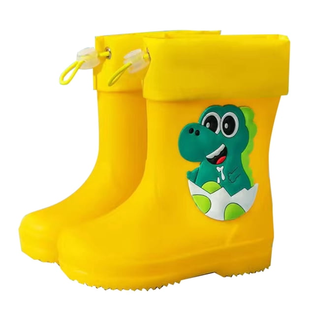 MIASHUI Kids Rain Shoes Elastic Mouth Easy On Rubber Rain Boots,Yellow,2.5-3 Years