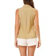 thumbnail image 3 of INSPIRE CHIC Chemise Sans Manches à Col Pointu à Simple Boutonnage pour Femme m Beige, 3 of 6