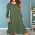 thumbnail image 1 of zanvin Hauts pour Femmes, Mode pour Dames Décontractée à Manches Longues, Robe T-shirt Ample Unie avec Poches, Chemise, 1 of 5
