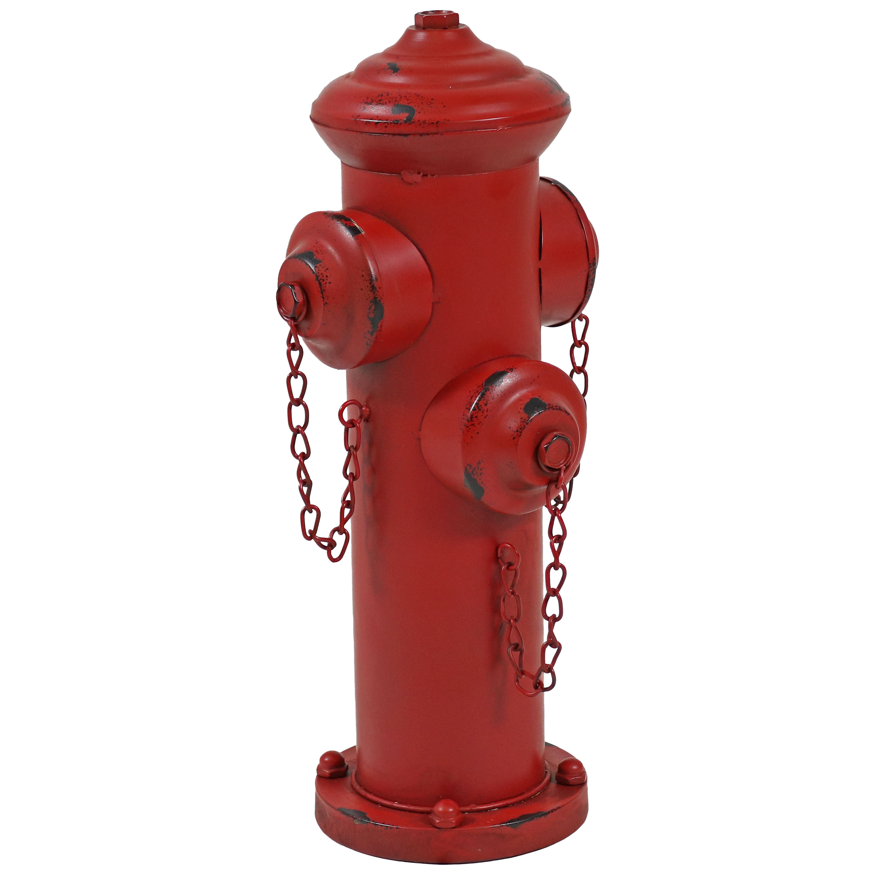 Sunnydaze Décoration de Statue de Jardin Extérieure en Métal avec Borne d'Incendie, Fini Rouge - 14 Pouces