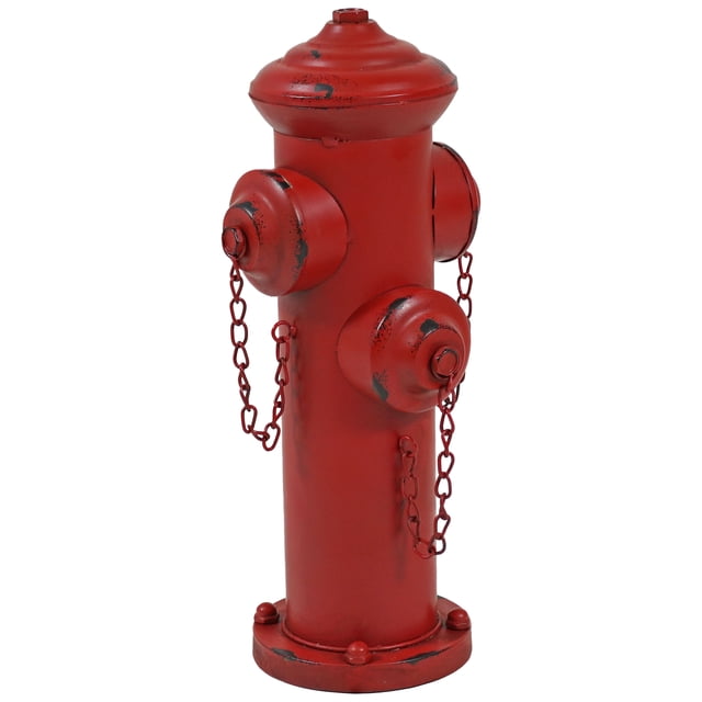 Sunnydaze Décoration de Statue de Jardin Extérieure en Métal avec Borne d'Incendie, Fini Rouge - 14 Pouces