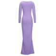 thumbnail image 4 of EQWLJWE Robes Moulantes pour Femmes Élégantes Col Rond Ajusté Manches Longues Aguichant sous-Couche Robe Nuisette, 4 of 6