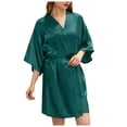 thumbnail image 3 of Women's Soft Long Satin Robes Long Silk Robes Full Length Robes Kimonos Silky Bath Robe Dressing Gowns, 3 of 6
