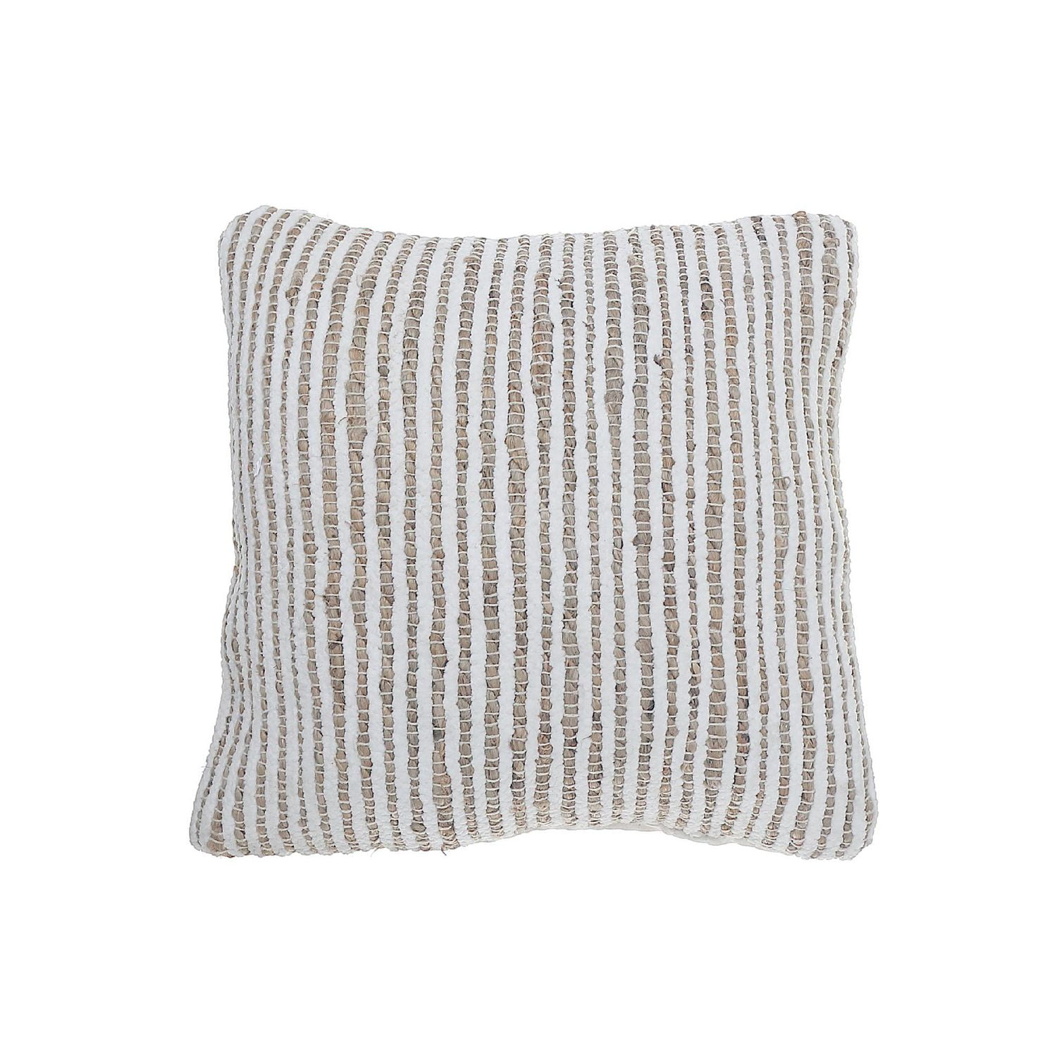 Micro Chenille Et Jute De Jute Blanc Blanc 18 X 18 - Ensemble De 2