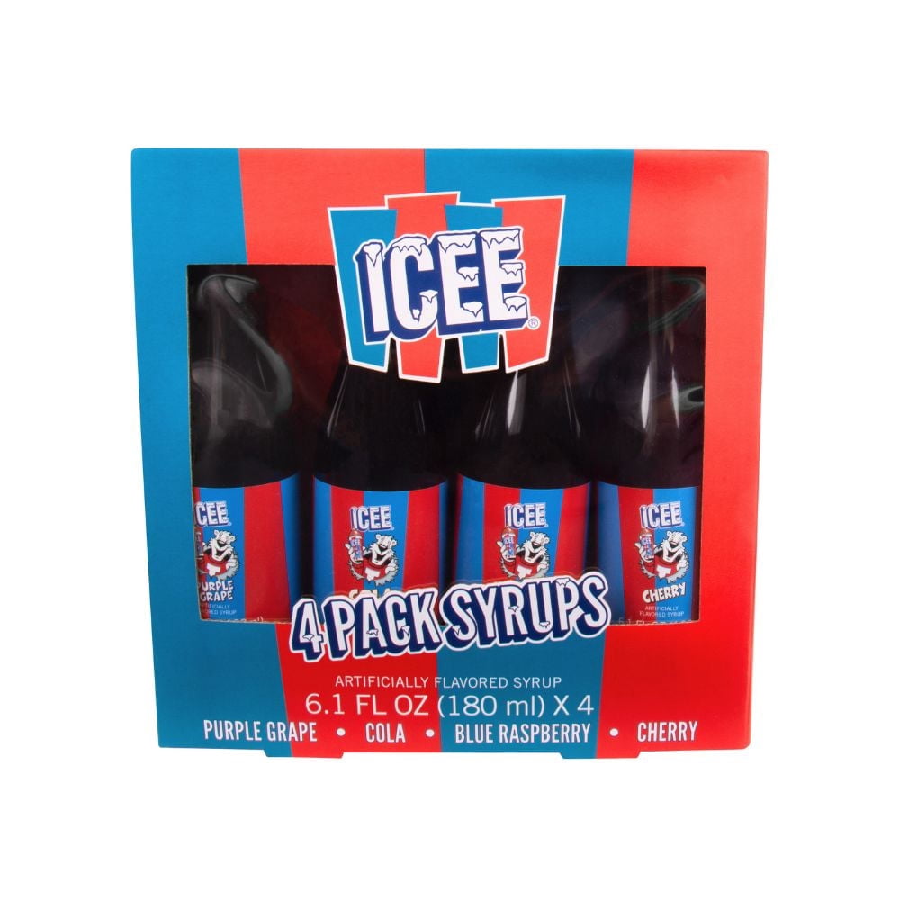 Sirops ICEE - Pack de 4, Framboise Bleue & Cerise Rouge, Bouteilles de 16,9 Fl oz, Pack de Sirops Aromatisés ICEE Officiellement Autorisé