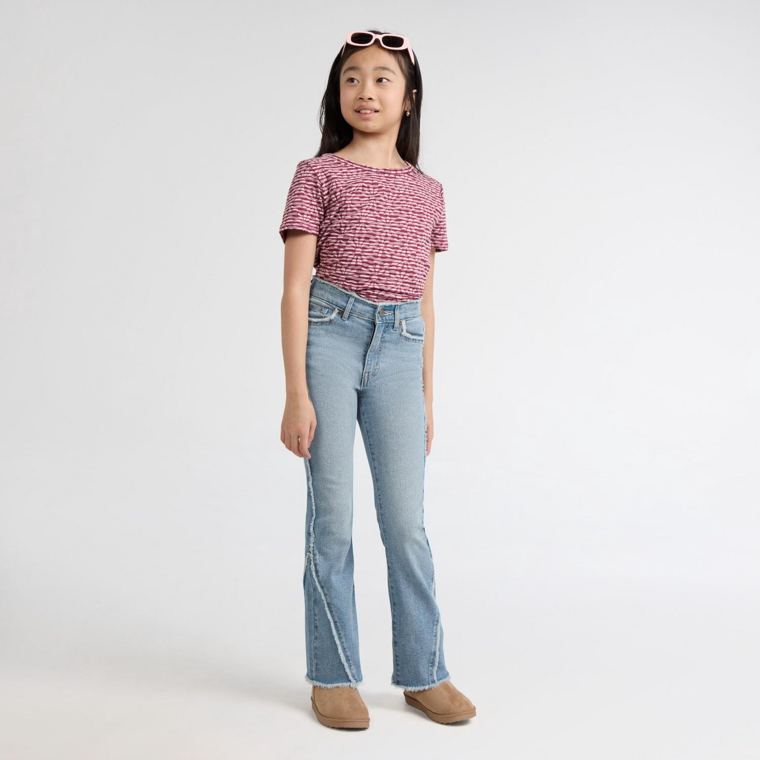 Levi Strauss Signature Jean Évasé à Bords Effilochés pour Fille, tailles 5 18