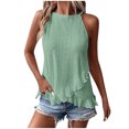 thumbnail image 1 of VEKDONE Halter Tops for Womens Summer Sleeveless Hollow Out Ruffled Tank Tops Solid Color Loose Breathable Lounge Vests Green Large, 1 of 9