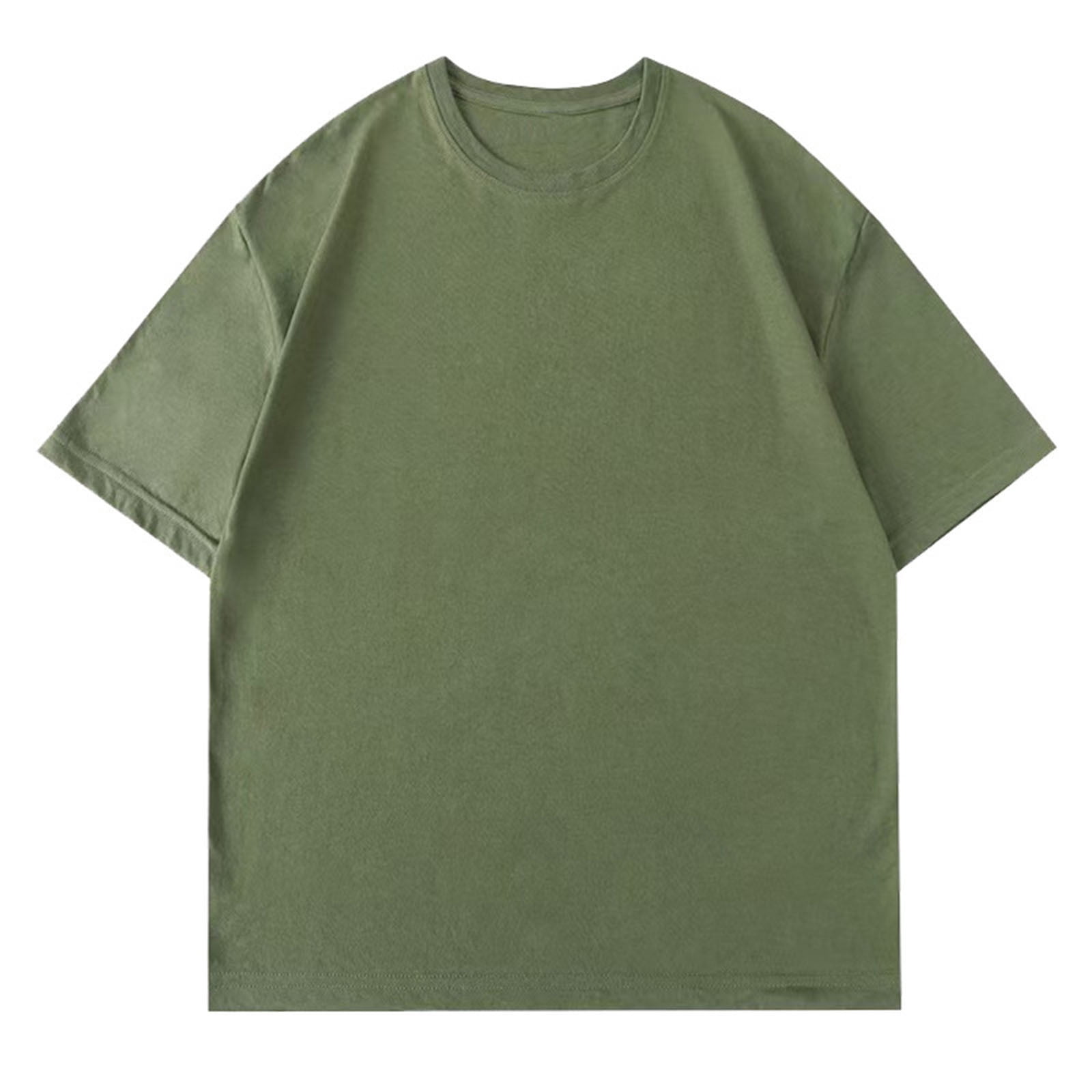 Posijego T-Shirts en Coton pour Hommes T-Shirts Basiques à Manches Courtes T-Shirts d'Été Décontractés pour Hommes T-Shirts à Col Rond pour Hommes Couleur Unie