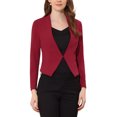 thumbnail image 1 of INSPIRE CHIC Blazer de Travail de Bureau pour Femme Sans Col Veste de Complet d'Affaires Décontractée Blazer Court m Rouge Foncé, 1 of 7