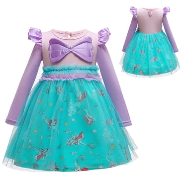 Robe de Princesse à Manches Longues pour Bébé Fille, Robe de Fête 12 m-5 T