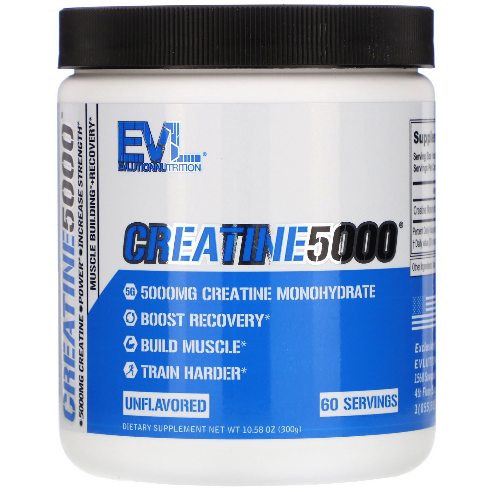 EVLution Nutrition , Créatine5000, Non Aromatisée, 10,58 oz (300 g)