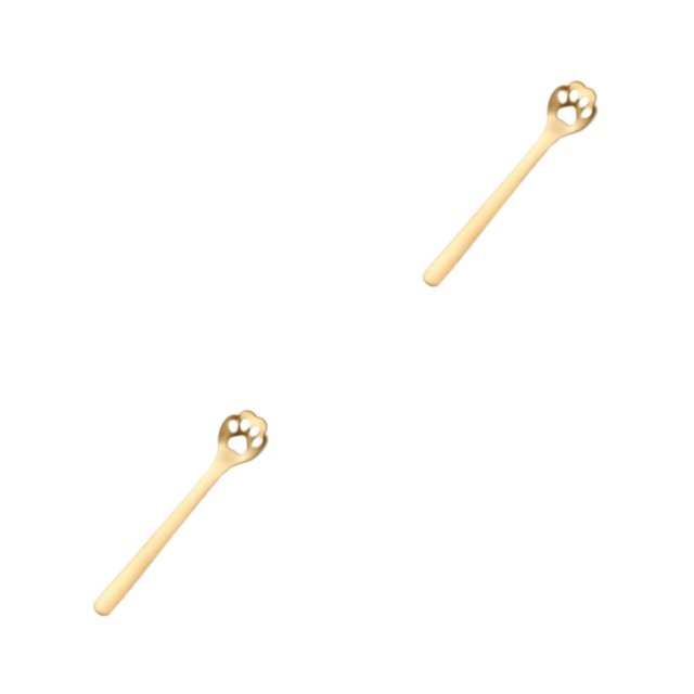 Ruiboury Exquisite Stainless Steel Mixing Spoon For Tea Essential For Tea Lovers Essential For Tea Drinking Stainless Steel Spoon Cat's Claw gold 1 2Set