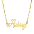 thumbnail image 1 of KISPER 18K Gold Plated Stainless Steel Personalized Name Pendant Necklace, Aubrey, 1 of 6