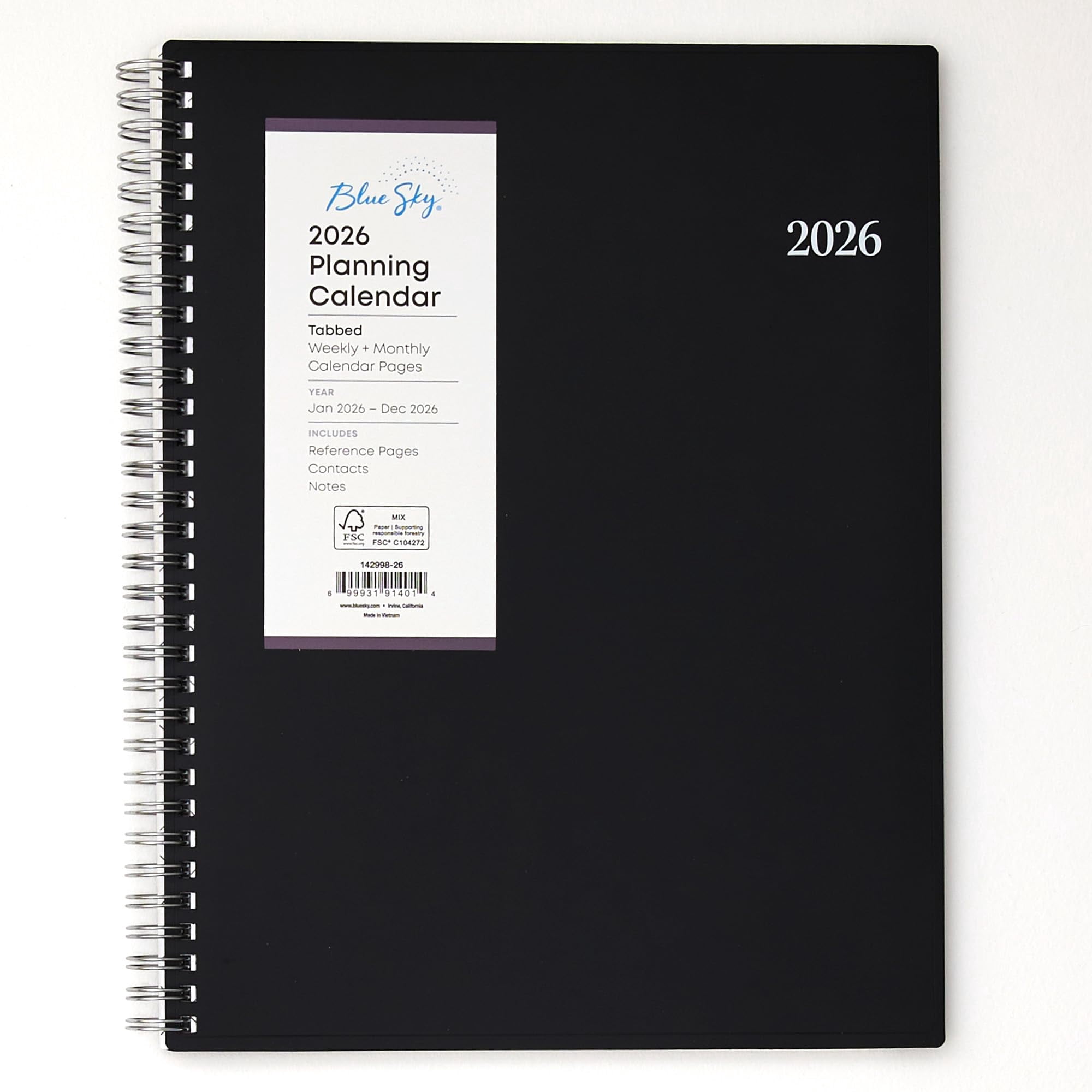 Blue Sky 2026 Weekly and Monthly Planner Calendar, January 2026 - December 2026, 8â€ x 10.875â€, Flexible Cover, Laminated Tabs, Durable Twin Wire Binding, Dainian
