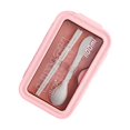 thumbnail image 1 of 1100ml Lunch Box Home Travel Hiking Food Work Fruits Breakfast Storage Container Reusable Chopsticks Spoons Lunchbox Adults Pink, 1 of 9
