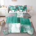 thumbnail image 1 of YST 7-Piece Queen Comforter Set, Light Green White Grey Gradient Aesthetic, Modern Abstract Design, Queen, 1 of 4