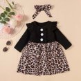 thumbnail image 1 of EGNMCR Headbands for Kids Toddler Girl Ribbed Leopard Printed Flutter-Sleeve Dress Baby Suit Girl Server, 1 of 9