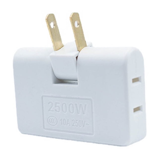 3 Way Rotatable Socket Converter - Foldable, 2 Prong, 2500W, High Conductivity, Space-saving